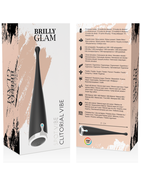 BRILLY GLAM SPOT VIBE VIBRADOR CLITORIAL ORGASMICO SILICONA NEGRO BRILLY GLAM SPOT VIBE VIBRADOR CLITORIAL ORGASMICO SILICONA NEGRO