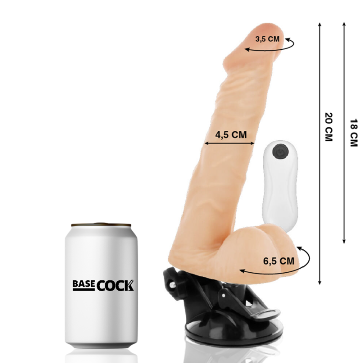 BASECOCK VIBRADOR REALISTICO ARTICULABLE CONTROL REMOTO NATURAL 20 CM O 45 CM