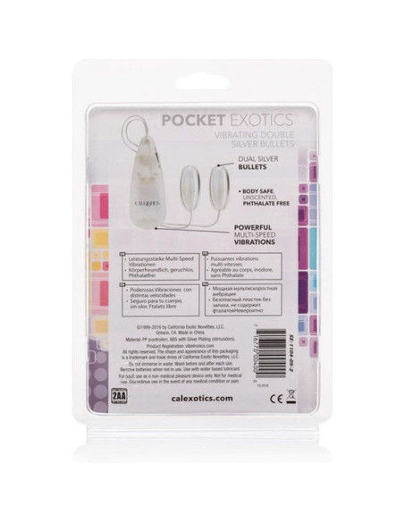 CALEXOTICS BALAS VIBRADORAS PLATEADAS DUO CALEXOTICS BALAS VIBRADORAS PLATEADAS DUO