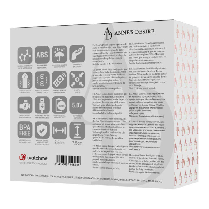 ANNE S DESIRE HUEVO CONTROL REMOTO TECNOLOGIA WATCHME NEGRO GOLD