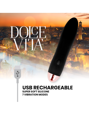 DOLCE VITA VIBRADOR RECARGABLE FOUR NEGRO 7 VELOCIDADES