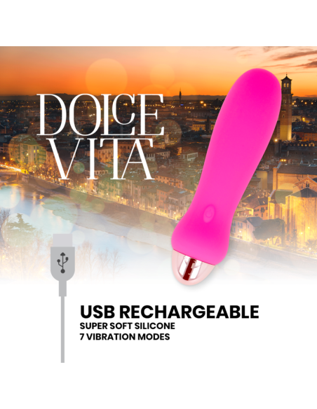 DOLCE VITA VIBRADOR RECARGABLE FIVE ROSA 7 VELOCIDADES DOLCE VITA VIBRADOR RECARGABLE FIVE ROSA 7 VELOCIDADES