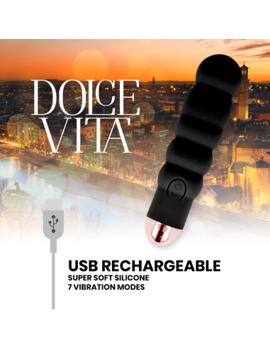DOLCE VITA VIBRADOR RECARGABLE SIX NEGRO 7 VELOCIDADES