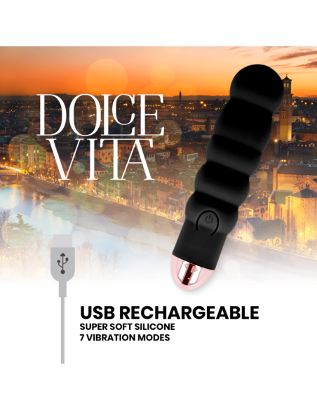 DOLCE VITA VIBRADOR RECARGABLE SIX NEGRO 7 VELOCIDADES DOLCE VITA VIBRADOR RECARGABLE SIX NEGRO 7 VELOCIDADES