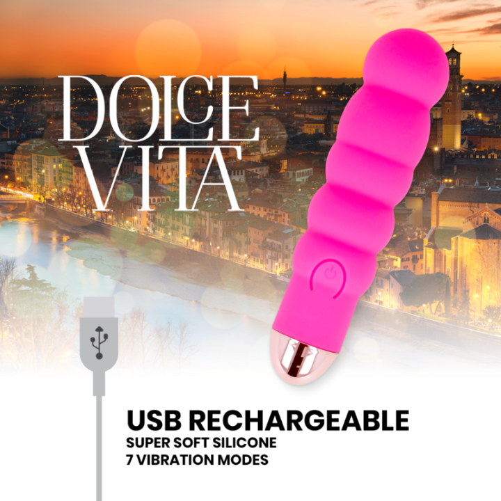 DOLCE VITA VIBRADOR RECARGABLE SIX ROSA 7 VELOCIDADES