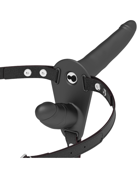 FETISH SUBMISSIVE HARNESS DOBLE PENETRACION VIBRADOR NEGRO