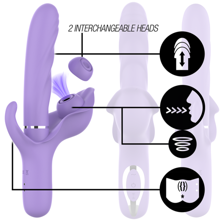INTENSE BILLIE VIBRADOR MULTIFUNCION RECARGABLE ONDAS ESTIMULADORAS CON PULSADOR MORADO