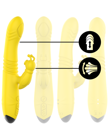 INTENSE TOKY VIBRADOR MULTIFUNCION RECARGABLE UP DOWN CON ESTIMULADOR DE CLITORIS AMARILLO