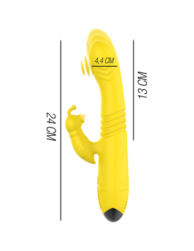 INTENSE TOKY VIBRADOR MULTIFUNCION RECARGABLE UP DOWN CON ESTIMULADOR DE CLITORIS AMARILLO