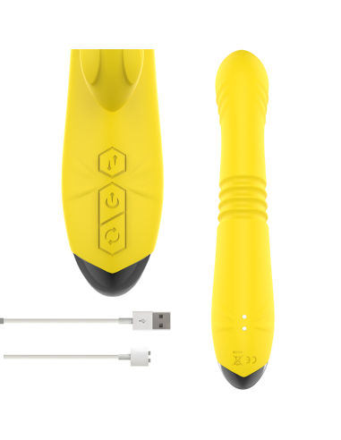 INTENSE TOKY VIBRADOR MULTIFUNCION RECARGABLE UP DOWN CON ESTIMULADOR DE CLITORIS AMARILLO