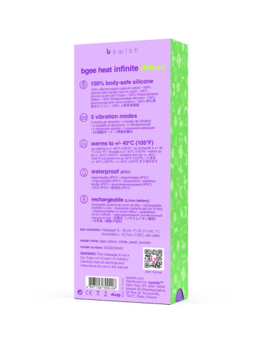 B SWISH BGEE HEAT INFINITE DELUXE VIBRADOR RECARGABLE SILICONA LAVANDA