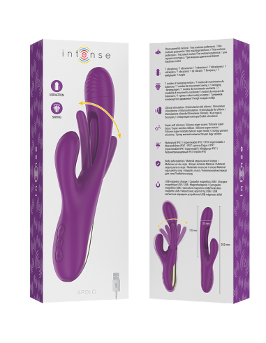 INTENSE APOLO VIBRADOR MULTIFUNCION RECARGABLE 7 VIBRACIONES CON LENGUA OSCILANTE MORADO