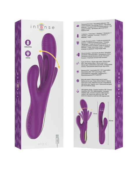 INTENSE APOLO VIBRADOR MULTIFUNCION RECARGABLE 7 VIBRACIONES CON LENGUA OSCILANTE MORADO INTENSE APOLO VIBRADOR MULTIFUNCION RECARGABLE 7 VIBRACIONES CON LENGUA OSCILANTE MORADO