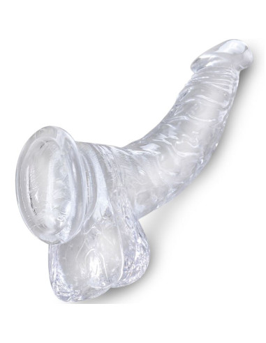 KING COCK CLEAR PENE REALISTICO CURVADO CON TESTICULOS 165 CM TRANSPARENTE