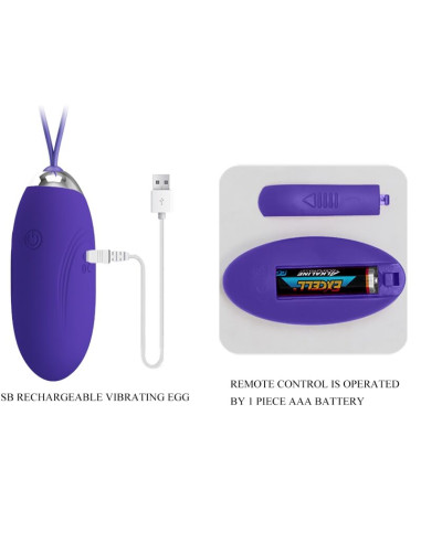 PRETTY LOVE JENNY YOUTH HUEVO VIBRADOR CONTROL REMOTO VIOLETA