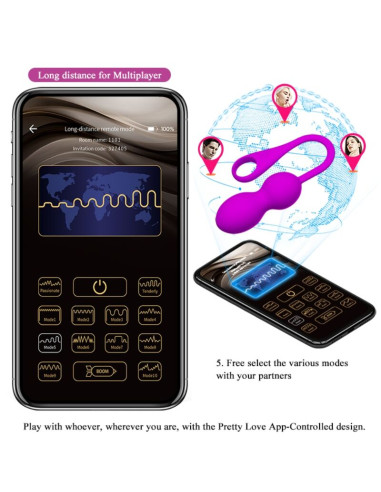 PRETTY LOVE ELVIRA BOLAS VIBRADORAS RECARGABLE MORADO