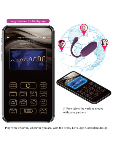 PRETTY LOVE CASPER HUEVO VIBRADOR RECARGABLE MORADO