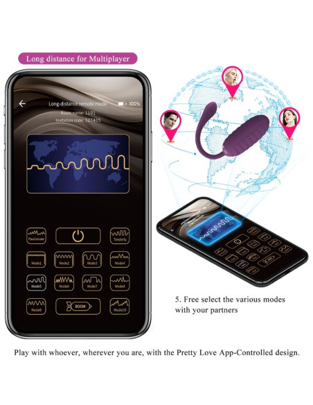 PRETTY LOVE CASPER HUEVO VIBRADOR RECARGABLE MORADO PRETTY LOVE CASPER HUEVO VIBRADOR RECARGABLE MORADO