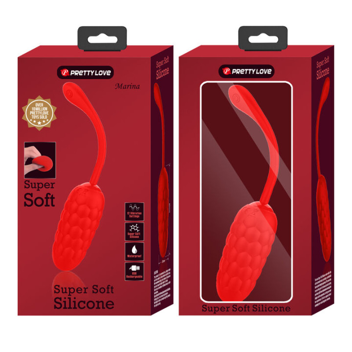 PRETTY LOVE HUEVO VIBRADOR CON TEXTURA MARINA RECARGABLE ROJO