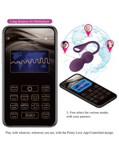 PRETTY LOVE ELVIRA KEGEL BALLS APP CONTROL REMOTO MORADO