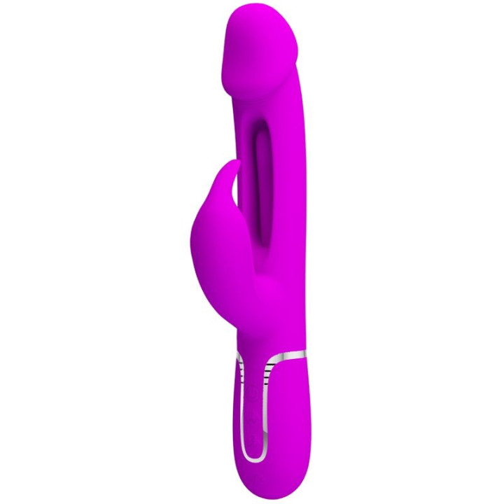 PRETTY LOVE KAMPAS VIBRADOR RABBIT 3 EN 1 MULTIFUNCION CON LENGUA FUCSIA