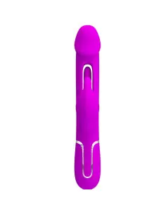 PRETTY LOVE KAMPAS VIBRADOR RABBIT 3 EN 1 MULTIFUNCION CON LENGUA FUCSIA 2