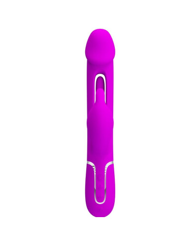 PRETTY LOVE KAMPAS VIBRADOR RABBIT 3 EN 1 MULTIFUNCION CON LENGUA FUCSIA