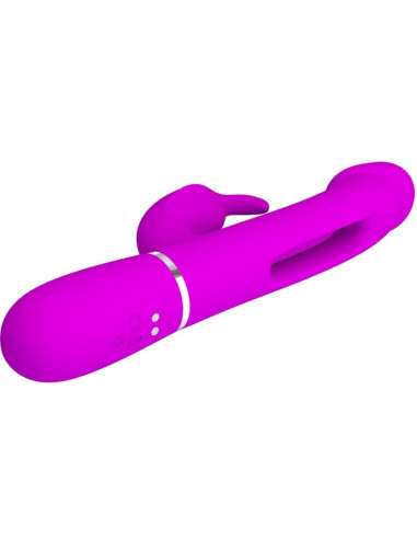PRETTY LOVE KAMPAS VIBRADOR RABBIT 3 EN 1 MULTIFUNCION CON LENGUA FUCSIA