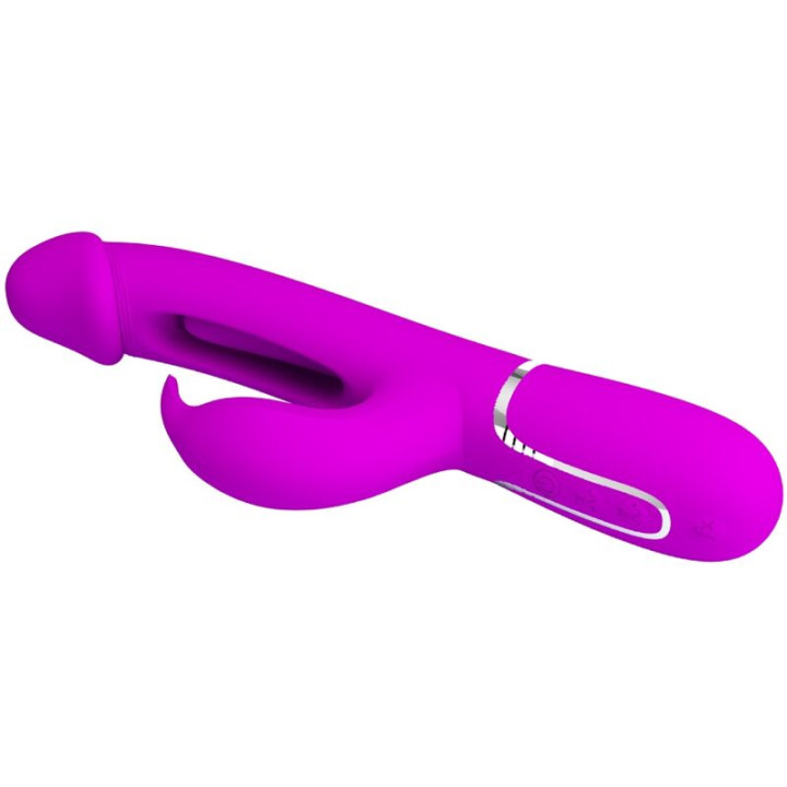 PRETTY LOVE KAMPAS VIBRADOR RABBIT 3 EN 1 MULTIFUNCION CON LENGUA FUCSIA