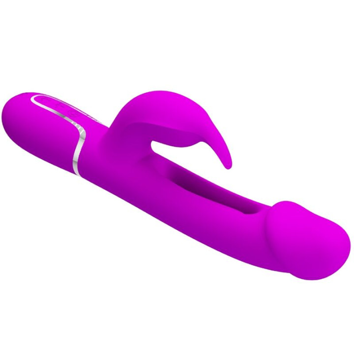 PRETTY LOVE KAMPAS VIBRADOR RABBIT 3 EN 1 MULTIFUNCION CON LENGUA FUCSIA