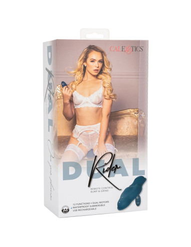 CALEXOTICS RIDER MASAJEADOR DOBLE MOTOR CONTROL REMOTO AZUL