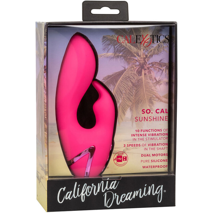 CALEXOTICS SO CAL SUSHINE VIBRATOR RABBIT FUCSIA BY CALIFORNIA DREAMING