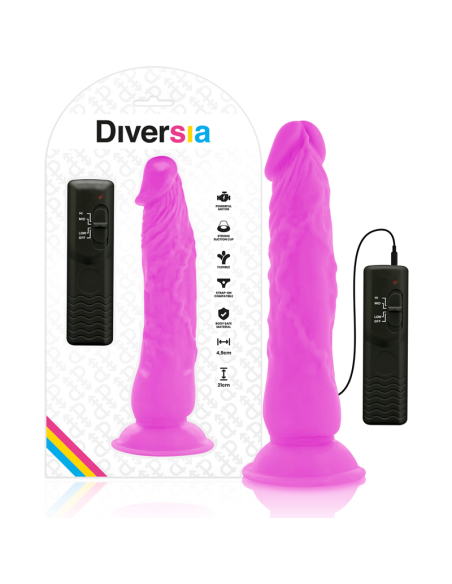DIVERSIA DILDO REALASTICO FLEXIBLE CON VIBRACIAN LILA 21 CM O 49 CM