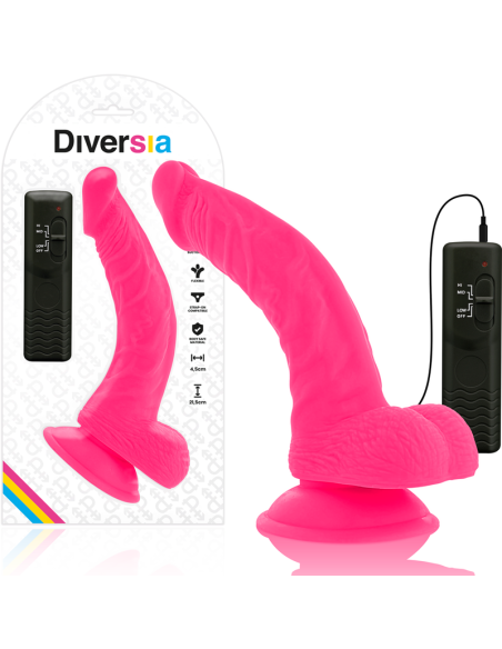 DIVERSIA DILDO REALASTICO FLEXIBLE CON VIBRACIAN ROSA 215 CM O 45 CM