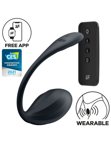 SATISFYER RIBBED PETAL ESTIMULADOR PUNTO G CONTROL REMOTO NEGRO APP GRATUITA