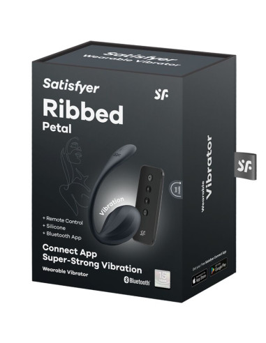 SATISFYER RIBBED PETAL ESTIMULADOR PUNTO G CONTROL REMOTO NEGRO APP GRATUITA
