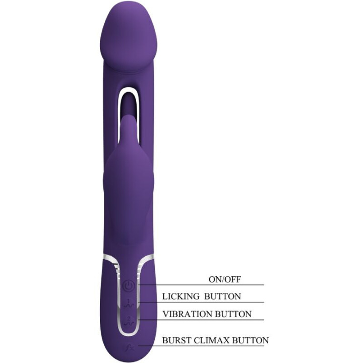 PRETTY LOVE KAMPAS VIBRADOR RABBIT 3 EN 1 MULTIFUNCION CON LENGUA VIOLETA