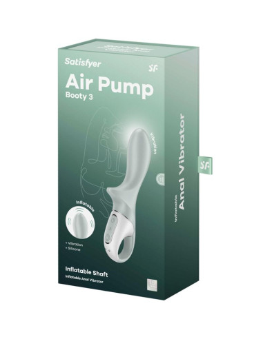 SATISFYER AIR PUMP BOOTY 3 VIBRADOR ANAL INFLABLE VERDE GRIS