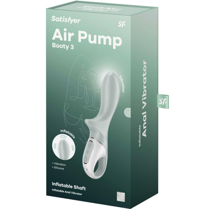SATISFYER AIR PUMP BOOTY 3 VIBRADOR ANAL INFLABLE VERDE GRIS