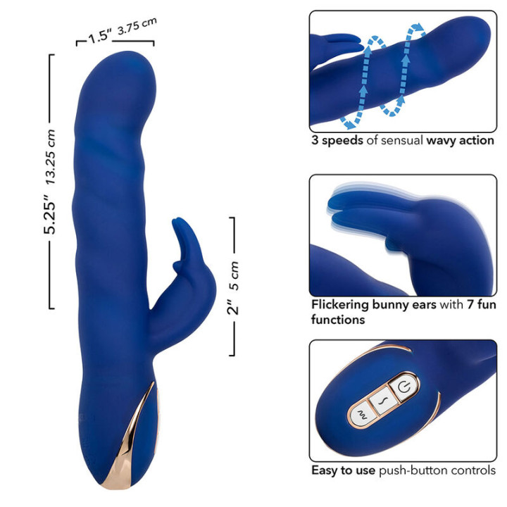 CALEXOTICS JACK VIBRADOR RABBIT MOVIMIENTO DE ONDAS AZUL