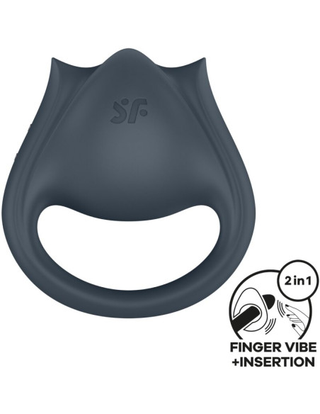SATISFYER PERFECT PAIR 2 MULTIVIBRADOR 2 EN 1 ANILLO PARA PENE ESTIMULADOR DE DEDO GRIS