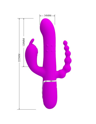 PRETTY LOVE CAMMY TRIPLE VIBRADOR MULTIFUNCION 4 EN 1 ROSA