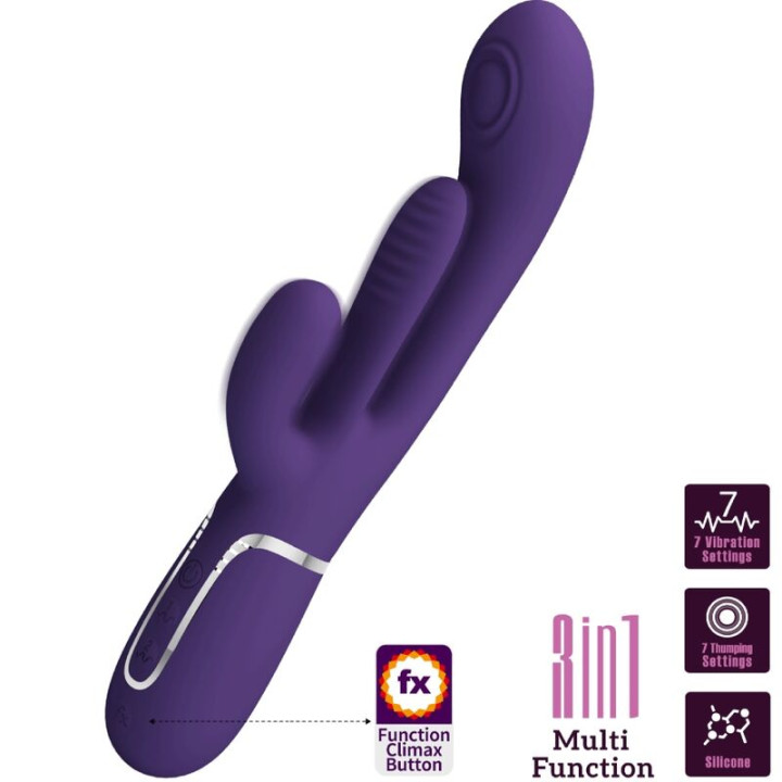 PRETTY LOVE SHANIA TRIPLE VIBRADOR RABBIT MULTIFUNCION MORADO