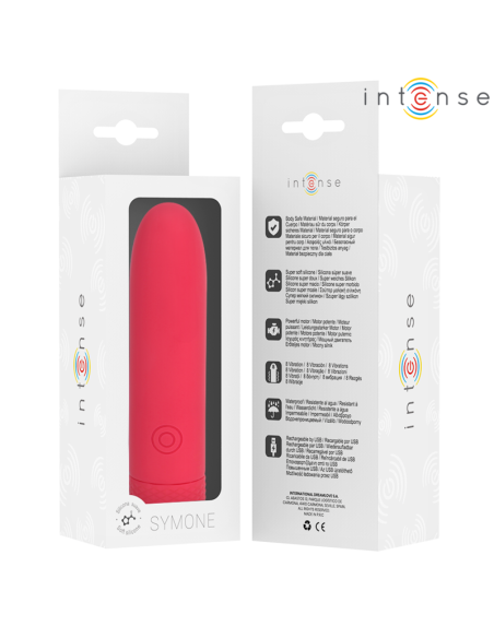 INTENSE SYMONE BALA VIBRADORA RECARGABLE POR USB 8 VIBRACIONES ROJO 10 X 22 CM INTENSE SYMONE BALA VIBRADORA RECARGABLE POR USB 8 VIBRACIONES ROJO 10 X 22 CM