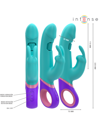 INTENSE MONICA VIBRADOR RABBIT CON ESTIMULADOR ROTATORIO DEL PUNTO G AZUL