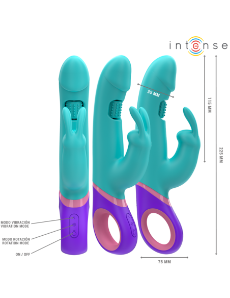 INTENSE MONICA VIBRADOR RABBIT CON ESTIMULADOR ROTATORIO DEL PUNTO G AZUL INTENSE MONICA VIBRADOR RABBIT CON ESTIMULADOR ROTATORIO DEL PUNTO G AZUL