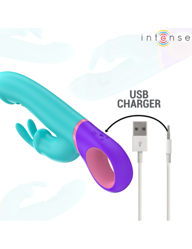INTENSE MONICA VIBRADOR RABBIT CON ESTIMULADOR ROTATORIO DEL PUNTO G AZUL