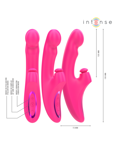 INTENSE EMI VIBRADOR 135 CM MULTIFUNCION 3 EN 1 10 VIBRACIONES ROSA