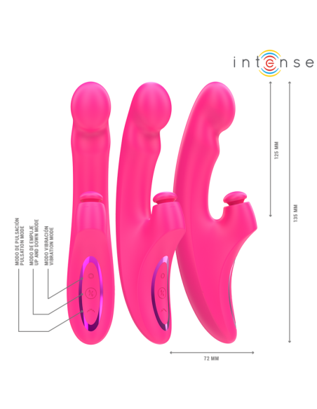 INTENSE EMI VIBRADOR 135 CM MULTIFUNCION 3 EN 1 10 VIBRACIONES ROSA INTENSE EMI VIBRADOR 135 CM MULTIFUNCION 3 EN 1 10 VIBRACIONES ROSA