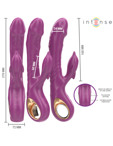 INTENSE HALLE VIBRADOR MULTIFUNCION CON LENGUA ESTIMULADORA EN FORMA DE DELFIN MORADO